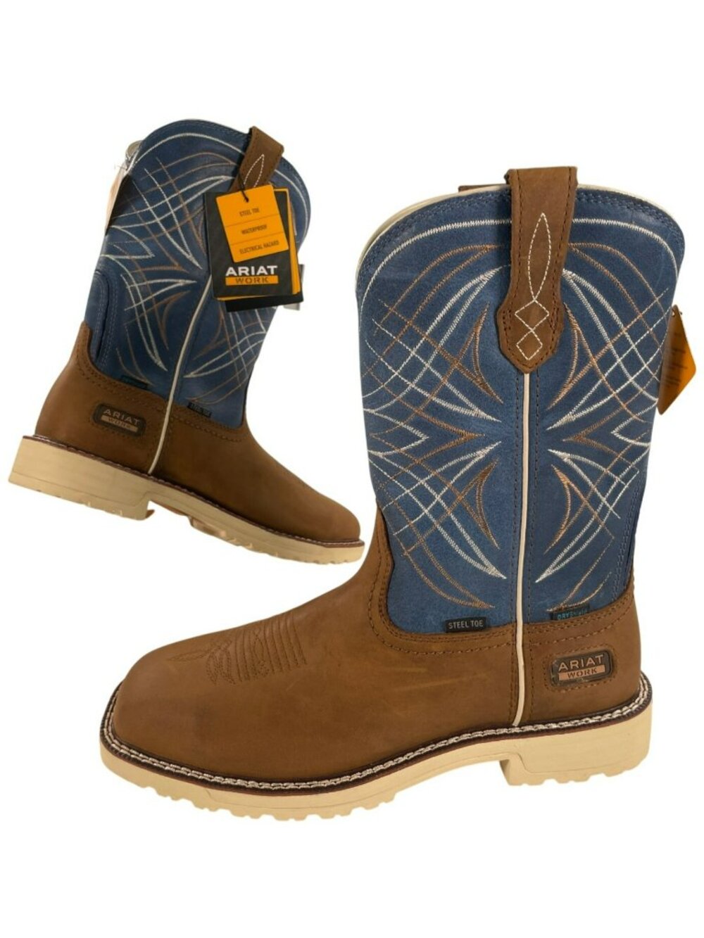 Ariat Activator Boots H2O Steel Toe Waterproof Brown/Blue Men's Size 9 $210 NEW